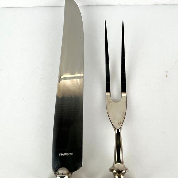Vintage Sterling Silver Handled Carving Set With Stainless Blade - Picture 3 of 6